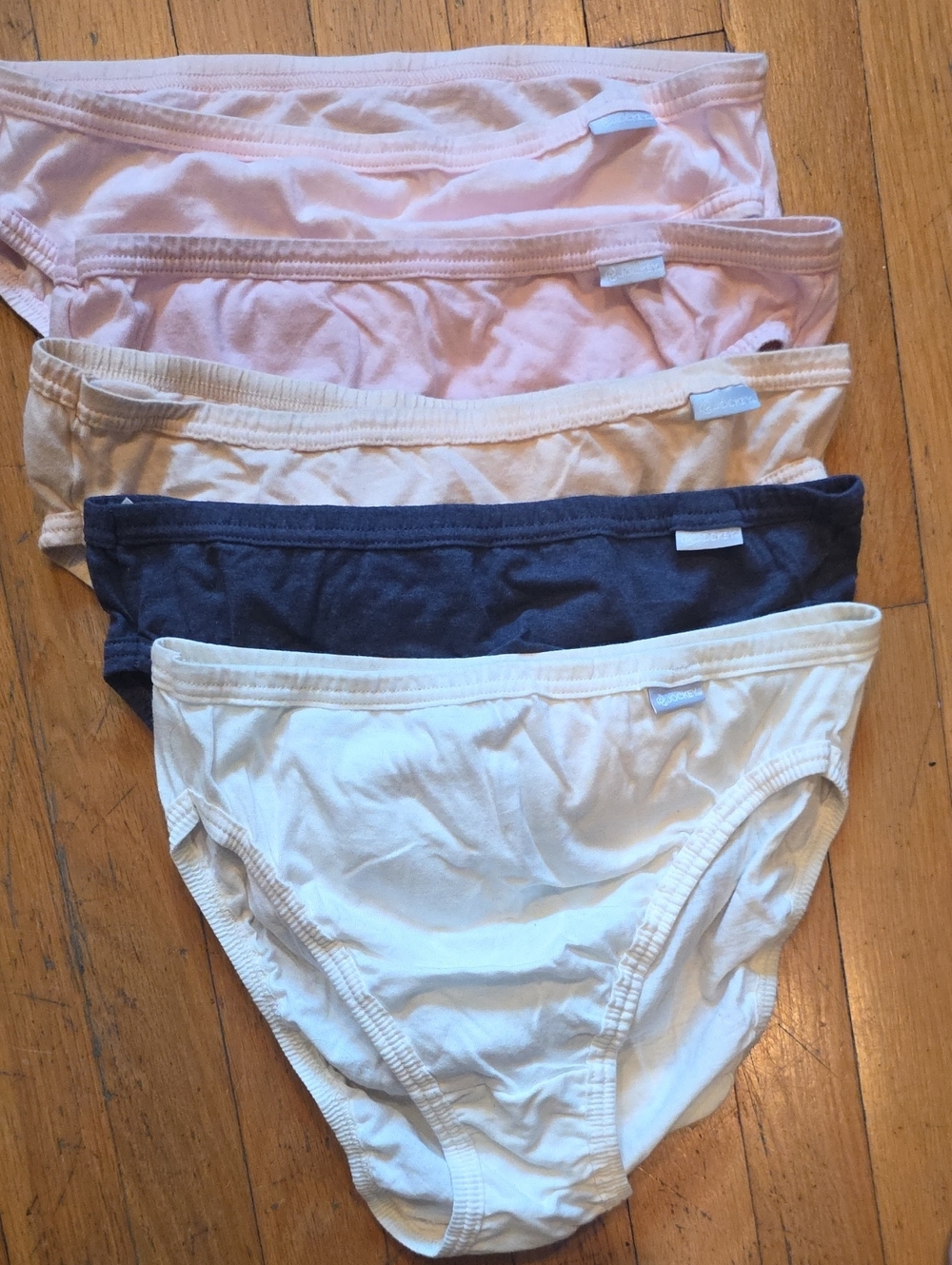 Womens Cotton Bikini Briefs - Pastel Pink, Beige, Navy & White 5 Pack